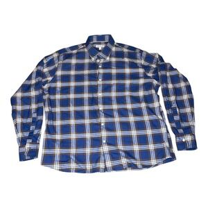 Peter Millar Shirt Mens XL Blue Brown Plaid Button Down Cotton‎ Casual Classic